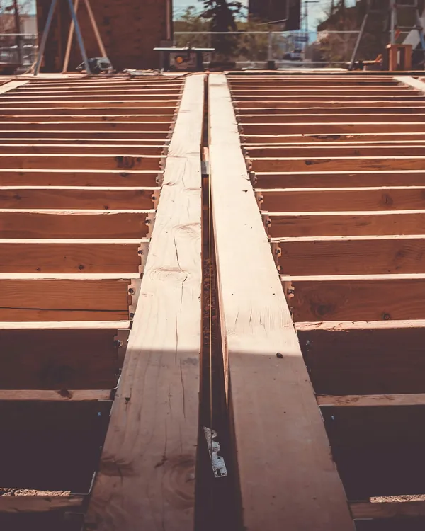 Deck joists framed and ready for decking